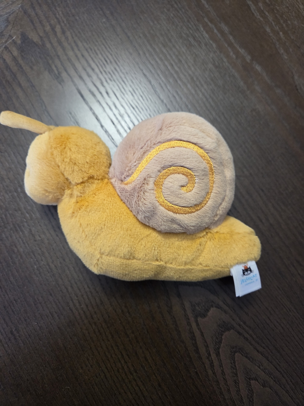 Jellycat Sandy Snail Mustard Yellow and Brown Plush Snail Toy